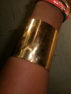 Wide Gold Metal Cuff Bracelet Adjustable